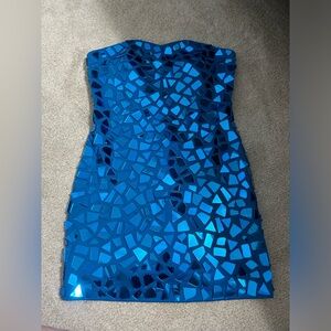Blue broken mirror homecoming dress